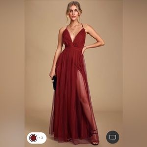 Lulus Rare Beauty Burgundy Maxi Dress